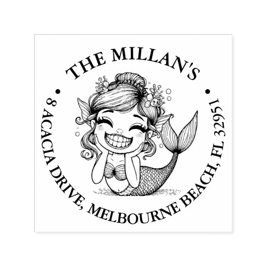 Modern Mermaid Pool Party Thema Permastempel (Design)