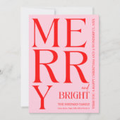 Modern Merry and Bright Red Pink 2025 Weihnachten (Vorderseite)