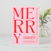 Modern Merry and Bright Red Pink 2025 Weihnachten (Stehend Vorderseite)