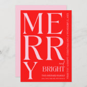 Modern Merry and Bright Red Pink 2025 Weihnachten (Vorne/Hinten)