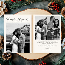 Modern Merry and Married Newlywed Script Christmas Feiertagskarte