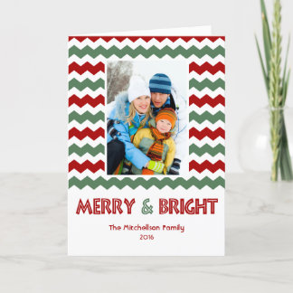 Modern MERRY BRIGHT Chevron Holiday Card Feiertagskarte