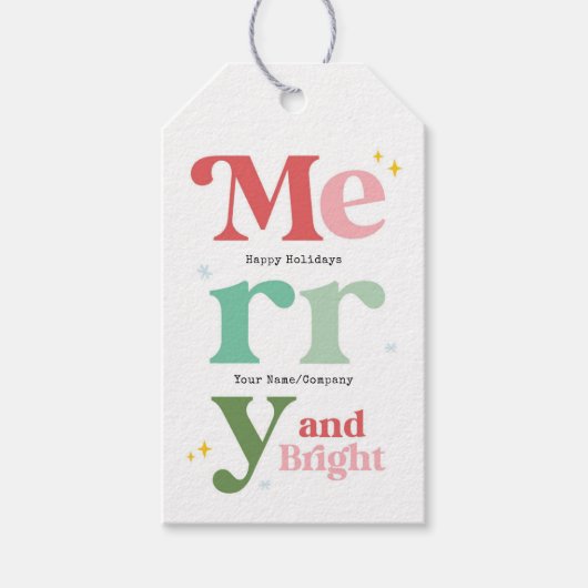 Modern Merry & Bright Christmas Geschenkanhänger (Vorderseite)