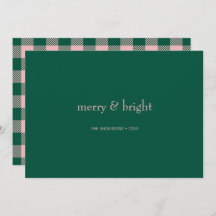 Modern Merry & Bright Christmas Green & Pink