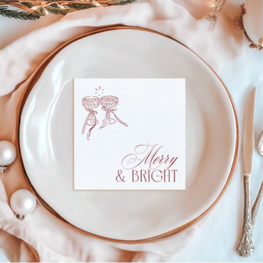 Modern Merry & Bright Christmas Holiday Party Serviette