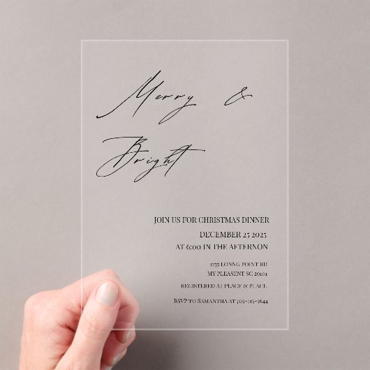 Modern Merry & Bright Christmas Modern Acryleinladungen (Insitu (Handheld))