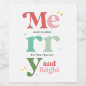 Modern Merry & Bright Christmas Weinetikett (Einzelnes Label)