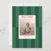 Modern Merry & Bright Green Stripes Weihnachten (Vorderseite)