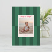 Modern Merry & Bright Green Stripes Weihnachten (Stehend Vorderseite)