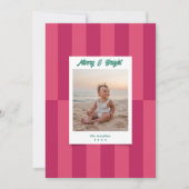 Modern Merry & Bright Pink Streifen Weihnachten (Vorderseite)