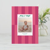 Modern Merry & Bright Pink Streifen Weihnachten (Stehend Vorderseite)