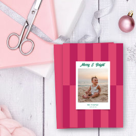 Modern Merry & Bright Pink Streifen Weihnachten