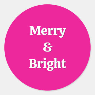 Modern Merry & Bright Pink Weihnachten Runder Aufkleber