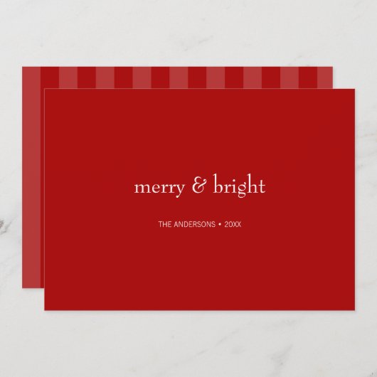 Modern Merry & Bright Red Christmas Feiertagskarte (Vorne/Hinten)