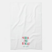 Modern Merry & Bright Retro farbenfrohe Weihnachte Geschirrtuch (Vertikal)