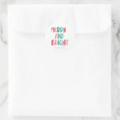 Modern Merry & Bright Retro farbenfrohe Weihnachte Runder Aufkleber (Tasche)