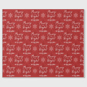 Modern Merry & Bright Script Snowflakes Christmas Geschenkpapier (Flach)