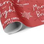 Modern Merry & Bright Script Snowflakes Christmas Geschenkpapier (Rolleneckpunkt)