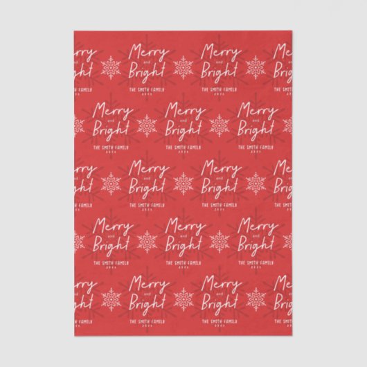 Modern Merry & Bright Script Snowflakes Christmas  Seidenpapier (Vorderseite)