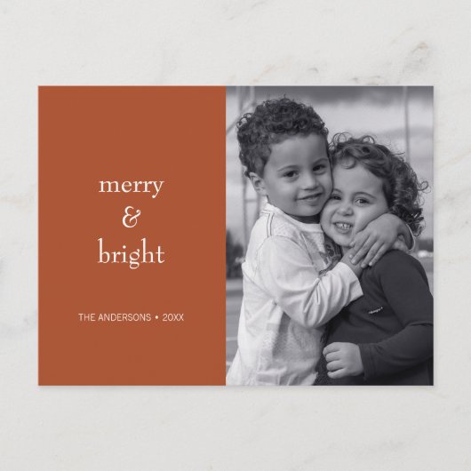 Modern Merry & Bright Terracotta Weihnachten Foto (Vorderseite)