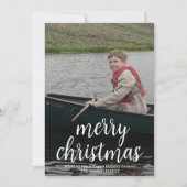 Modern Merry Calligraphy Vertikalfoto Botanical Feiertagskarte (Vorderseite)