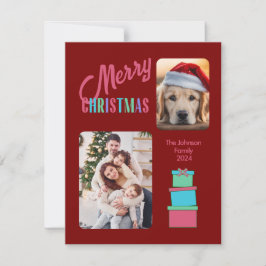 Modern Merry Christmas Bright Rainbow 2 Foto Feiertagskarte