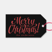 Modern  Merry Christmas Costum Stickers Geschenkanhänger (Vorderseite (Horizontal))