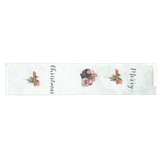Modern merry Christmas family photo table runner  Kurzer Tischläufer (Horizontal)