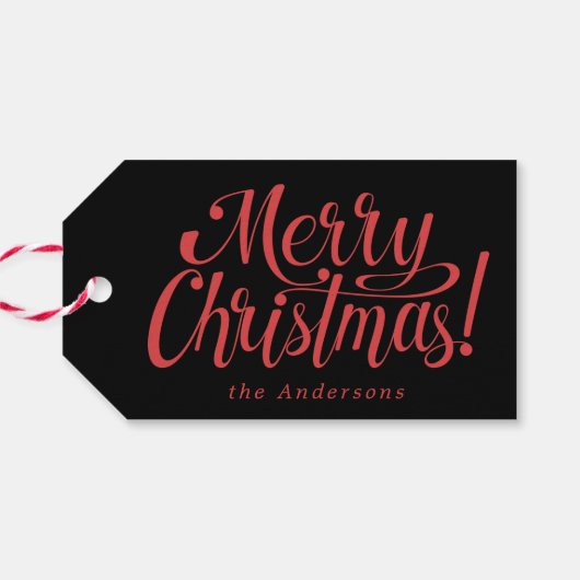 Modern Merry Christmas Geschenkanhänger (Rückseite Horizontal)