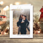 Modern Merry Christmas Gold White Card Feiertagskarte<br><div class="desc">Wish your friends and family Merry Christmas this holiday season with this photo Christmas card.</div>