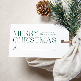 Modern Merry Christmas Green Geschenkanhänger