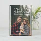 Modern Merry Christmas HNY - 1 Full Photo Feiertagskarte (Stehend Vorderseite)