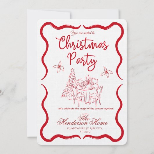 Modern Merry Christmas Party Invitation Einladung (Vorderseite)