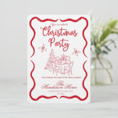 Modern Merry Christmas Party Invitation Einladung (Stehend Vorderseite)