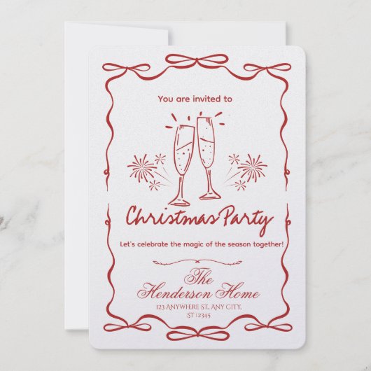 Modern Merry Christmas Party Invitation Einladung (Vorderseite)