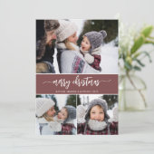 Modern Merry Christmas Photo Collage Feiertagskarte (Stehend Vorderseite)
