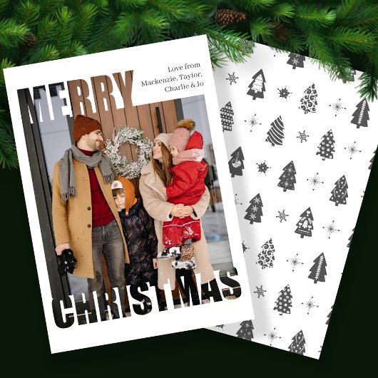 Modern Merry Christmas Photo Personalized Feiertagskarte