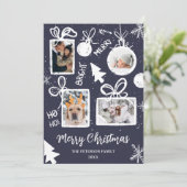 Modern merry Christmas presents blue fun 4 photos Feiertagskarte (Stehend Vorderseite)
