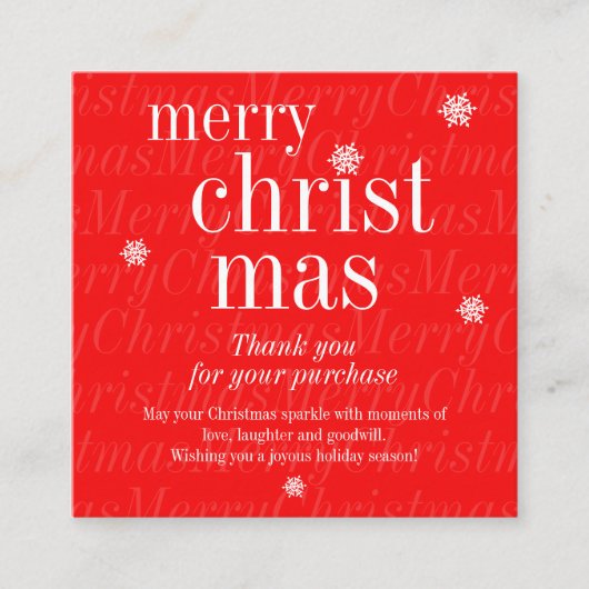 Modern Merry Christmas purchase thank you Quadratische Visitenkarte (Vorderseite)