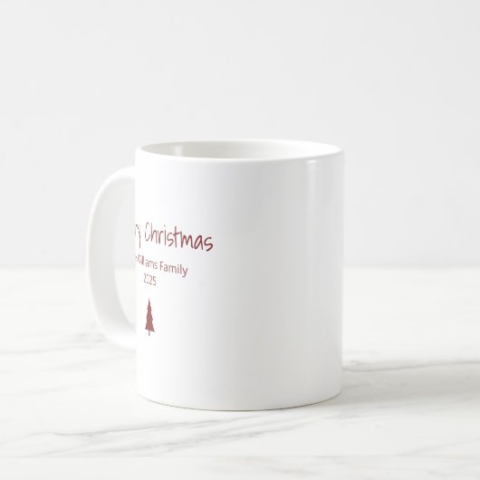 Modern Merry Christmas Simple Evergreen Tree Kaffeetasse (Vorderseite Links)