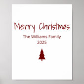 Modern Merry Christmas Simple Evergreen Tree Poster (Vorne)