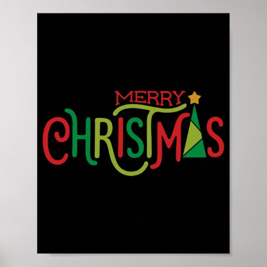 Modern Merry Christmas Tree Red Green  Poster (Vorne)