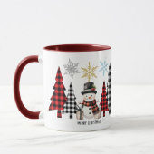 Modern "Merry Christmas" Trees and Snowman Tasse (Links)