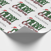 Modern Merry Christmas Typography Custom Name Geschenkpapier (Ecke)