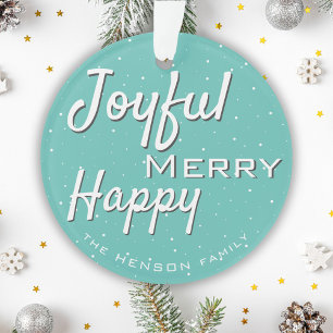 Modern Merry Happy Jolly Typografie Weihnachten Ornament