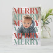 Modern Merry Holiday Photo Card Feiertagskarte (Stehend Vorderseite)