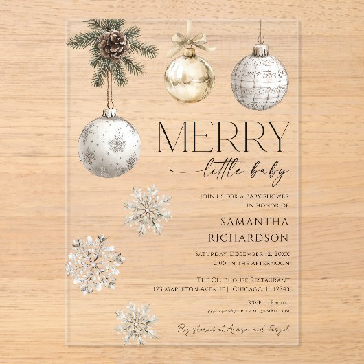 Modern merry little baby shower gender neutral acryleinladungen (Vorderseite)