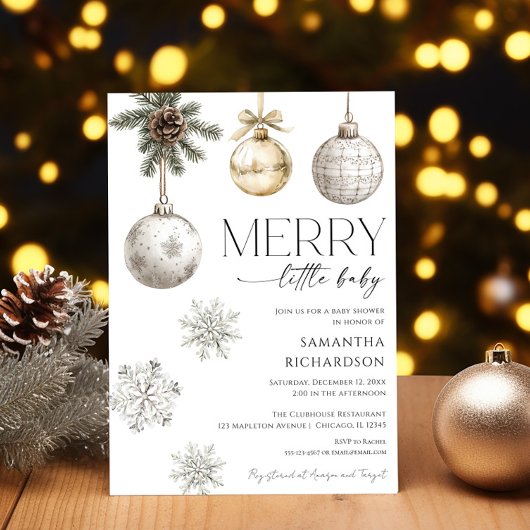 Modern merry little baby shower gender neutral einladung