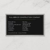 Modern Metal Construction Handyman Visitenkarte (Rückseite)