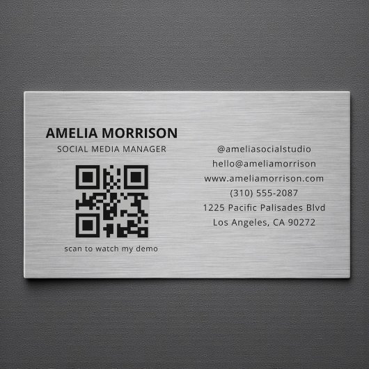 Modern Metal QR Code Minimalist Professional Visitenkarte